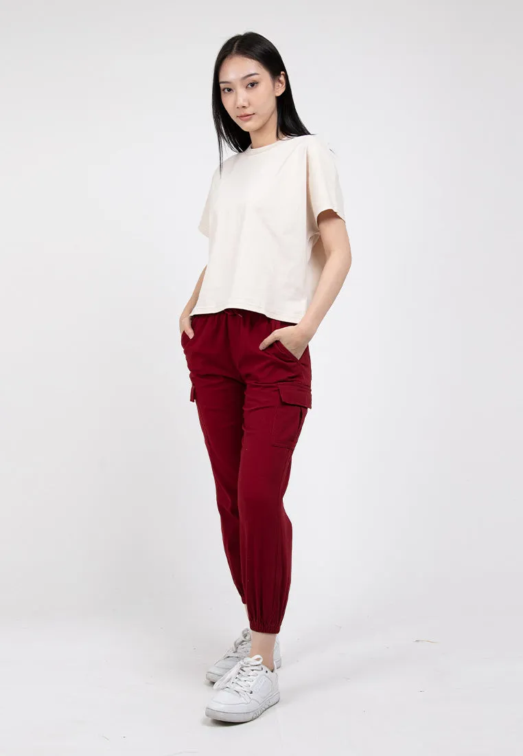 Forest Ladies Cotton Twill Elastic Waist Cargo Pants Women Jogger Long Pants | Seluar Cargo Perempuan  - 810442