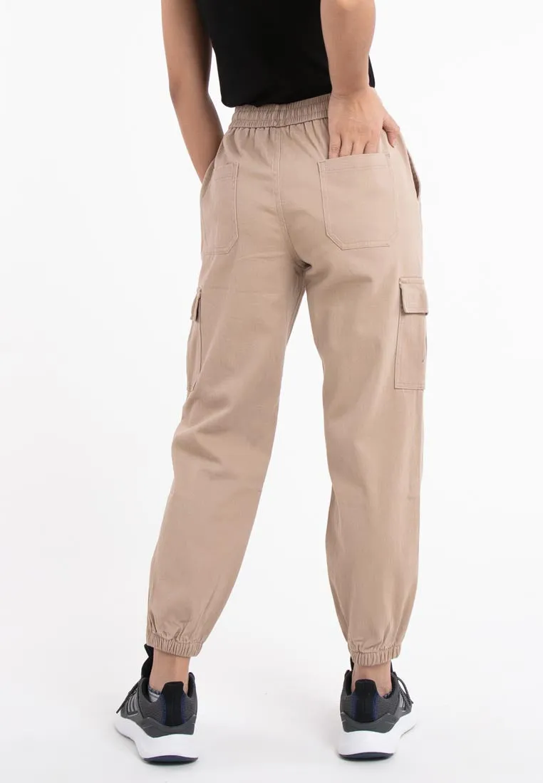 Forest Ladies Cotton Twill Elastic Waist Cargo Pants Women Jogger Long Pants | Seluar Cargo Perempuan  - 810442