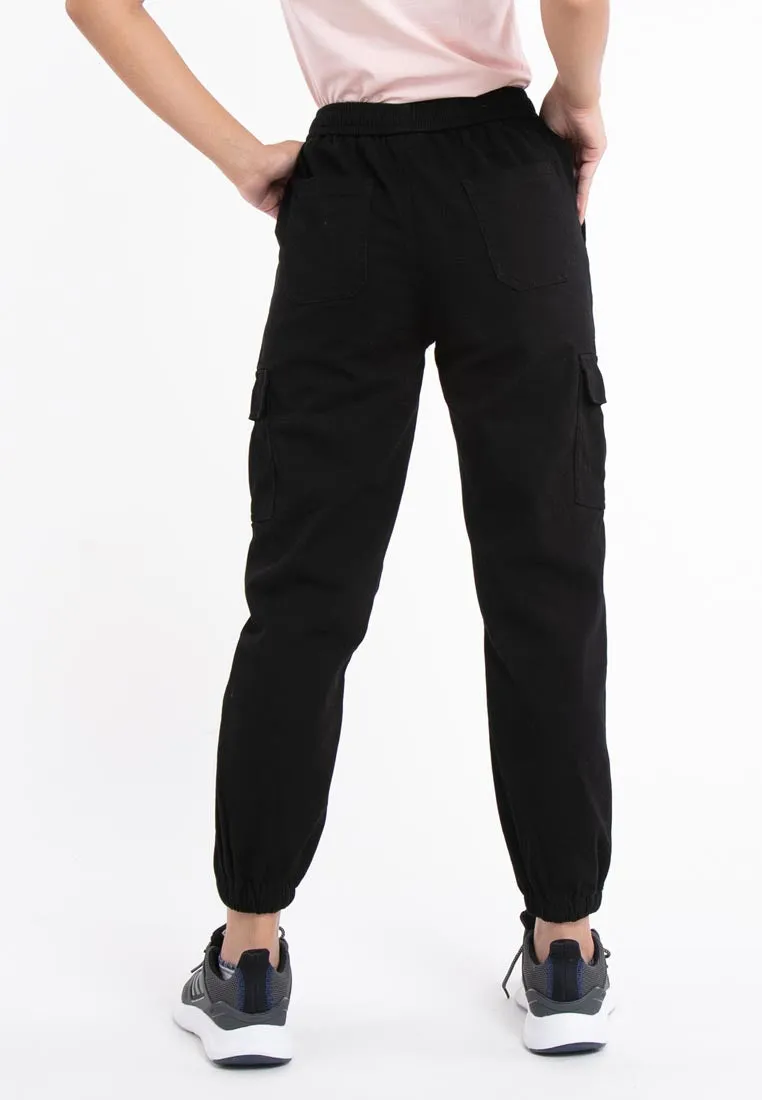 Forest Ladies Cotton Twill Elastic Waist Cargo Pants Women Jogger Long Pants | Seluar Cargo Perempuan  - 810442