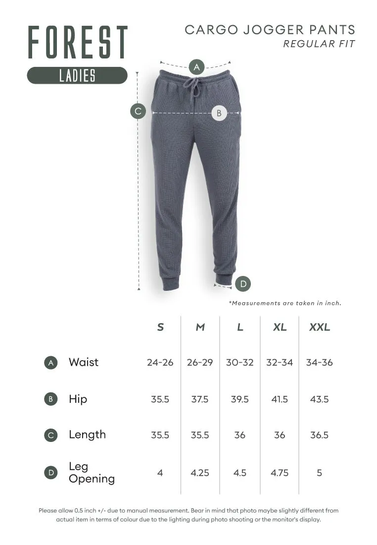 Forest Ladies Cotton Twill Elastic Waist Cargo Pants Women Jogger Long Pants | Seluar Cargo Perempuan  - 810442