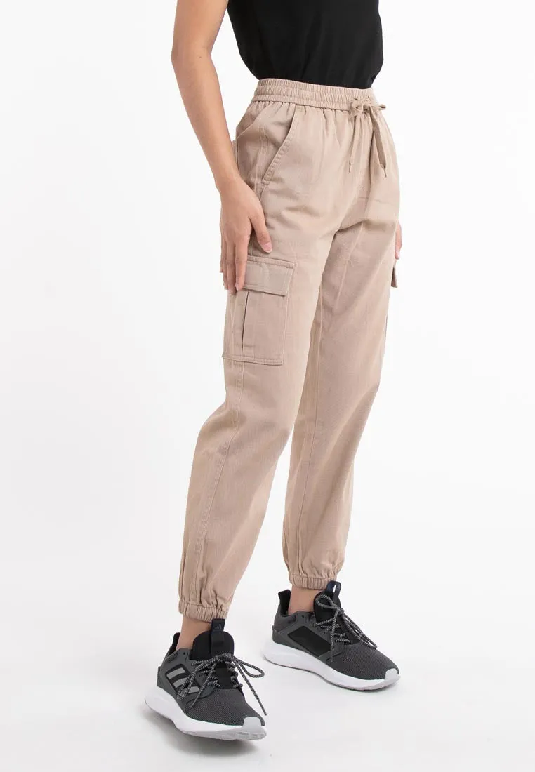 Forest Ladies Cotton Twill Elastic Waist Cargo Pants Women Jogger Long Pants | Seluar Cargo Perempuan  - 810442