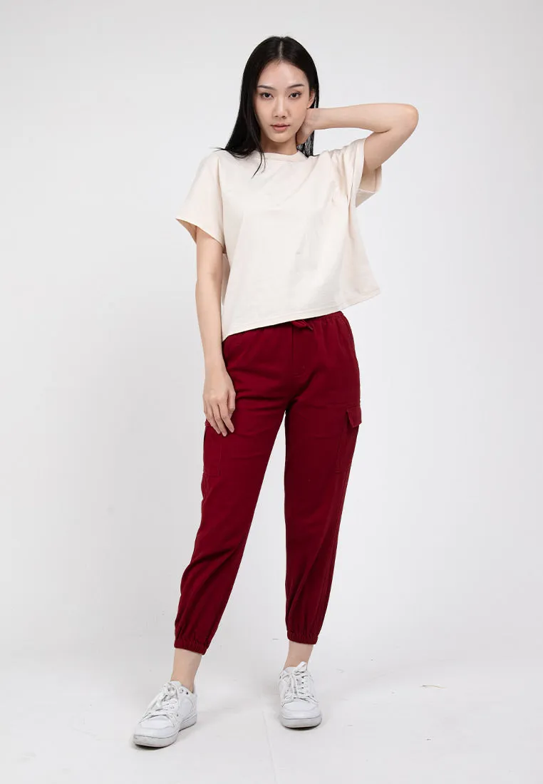 Forest Ladies Cotton Twill Elastic Waist Cargo Pants Women Jogger Long Pants | Seluar Cargo Perempuan  - 810442