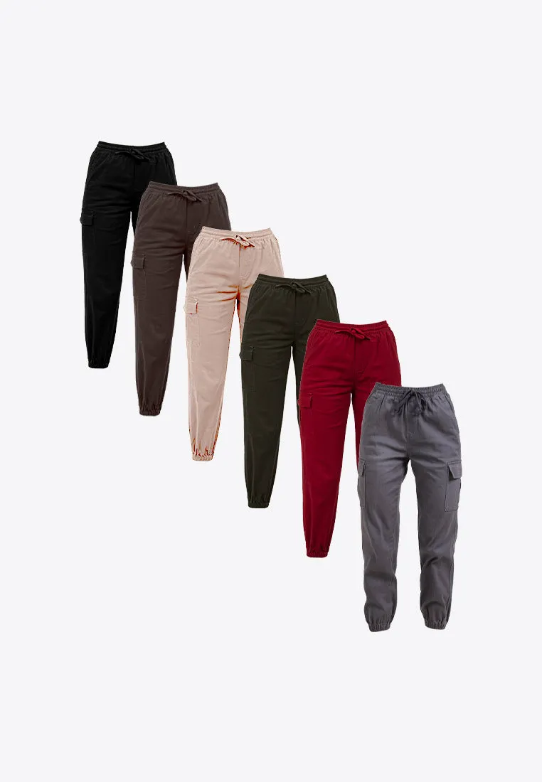 Forest Ladies Cotton Twill Elastic Waist Cargo Pants Women Jogger Long Pants | Seluar Cargo Perempuan  - 810442