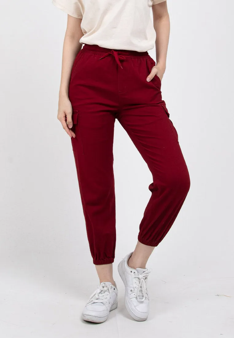 Forest Ladies Cotton Twill Elastic Waist Cargo Pants Women Jogger Long Pants | Seluar Cargo Perempuan  - 810442