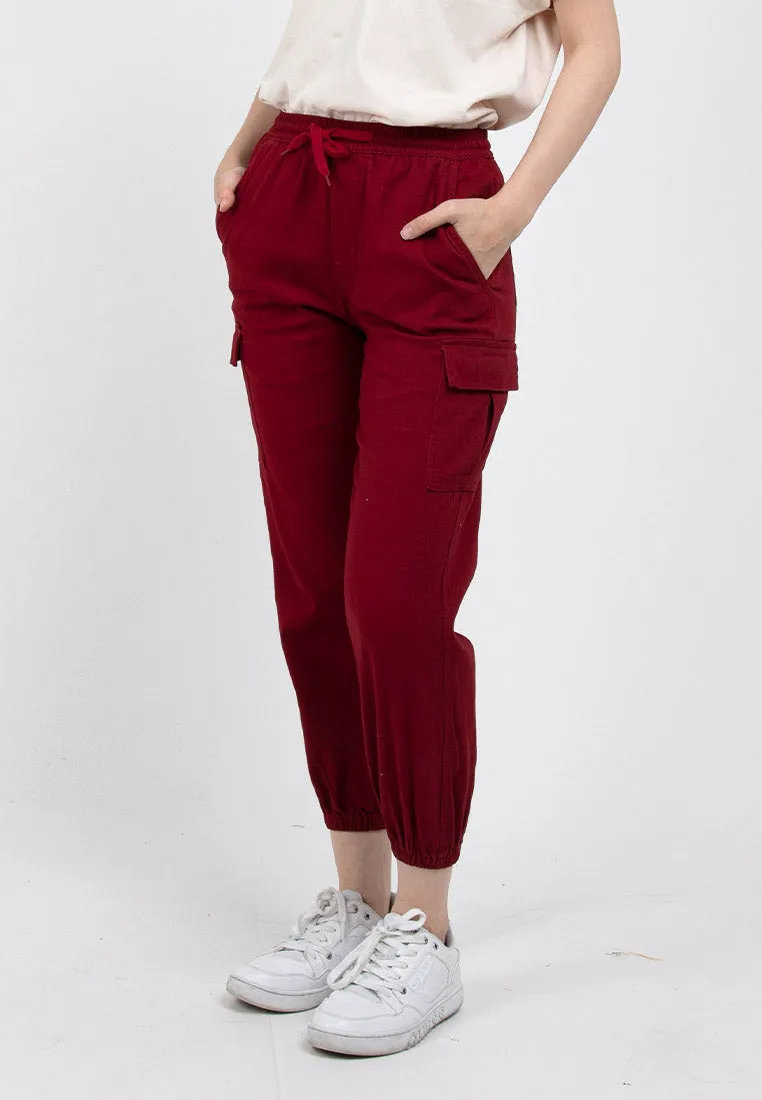 Forest Ladies Cotton Twill Elastic Waist Cargo Pants Women Jogger Long Pants | Seluar Cargo Perempuan  - 810442