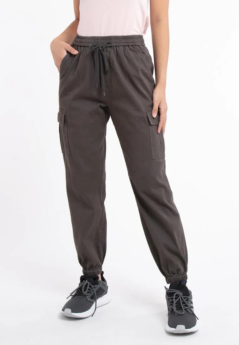 Forest Ladies Cotton Twill Elastic Waist Cargo Pants Women Jogger Long Pants | Seluar Cargo Perempuan  - 810442