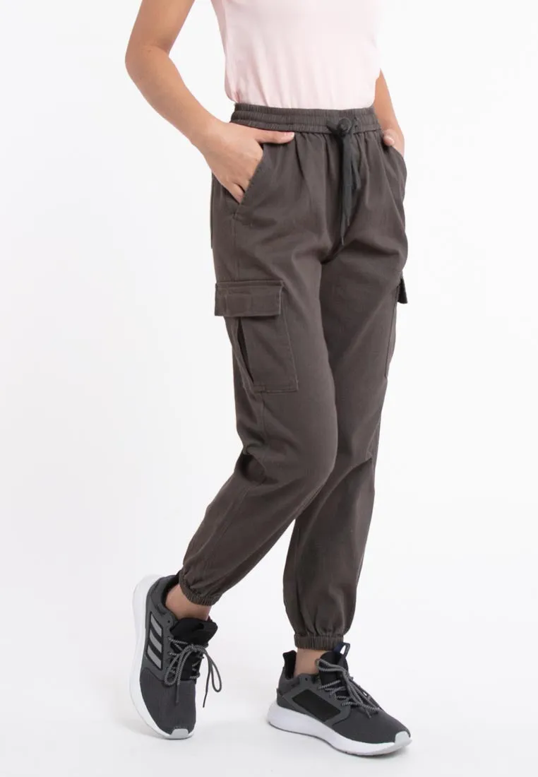 Forest Ladies Cotton Twill Elastic Waist Cargo Pants Women Jogger Long Pants | Seluar Cargo Perempuan  - 810442