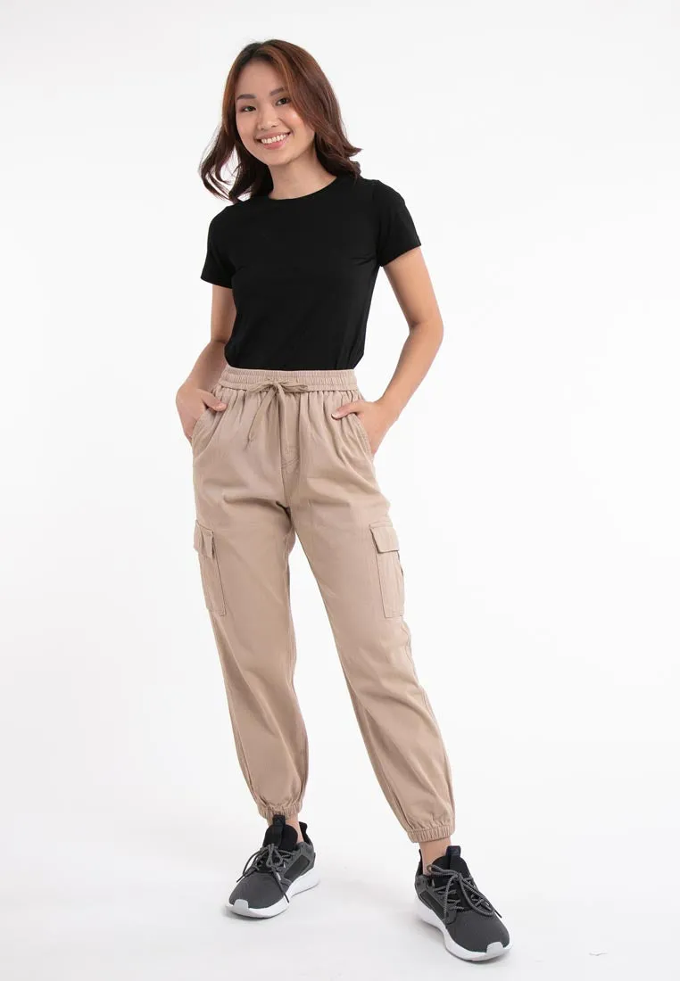 Forest Ladies Cotton Twill Elastic Waist Cargo Pants Women Jogger Long Pants | Seluar Cargo Perempuan  - 810442