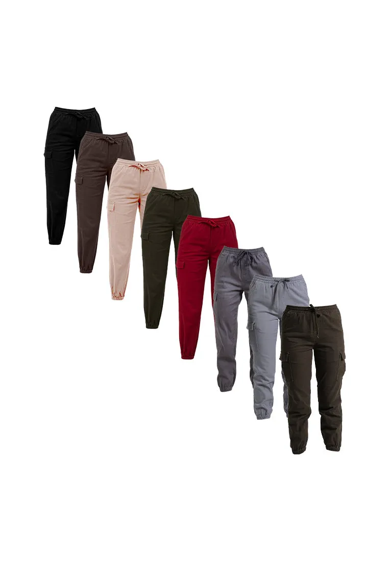 Forest Ladies Cotton Twill Elastic Waist Cargo Pants Women Jogger Long Pants | Seluar Cargo Perempuan  - 810442