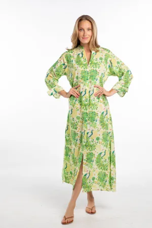 Gaby Shirt Dress. Ecru Peacock