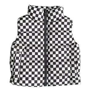 Gray Wash Checker Puffer Vest