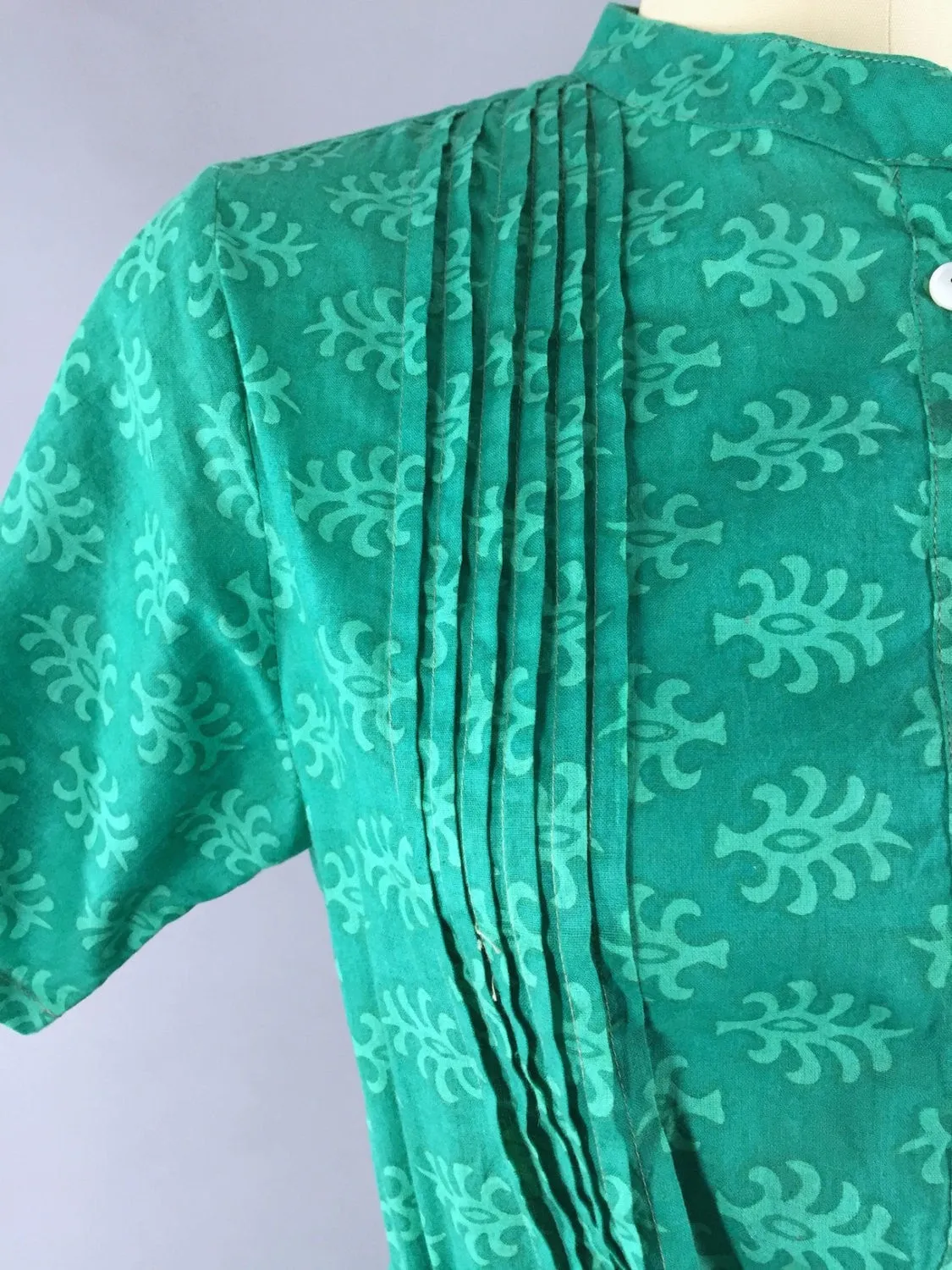 Green Block Print Indian Cotton Dress