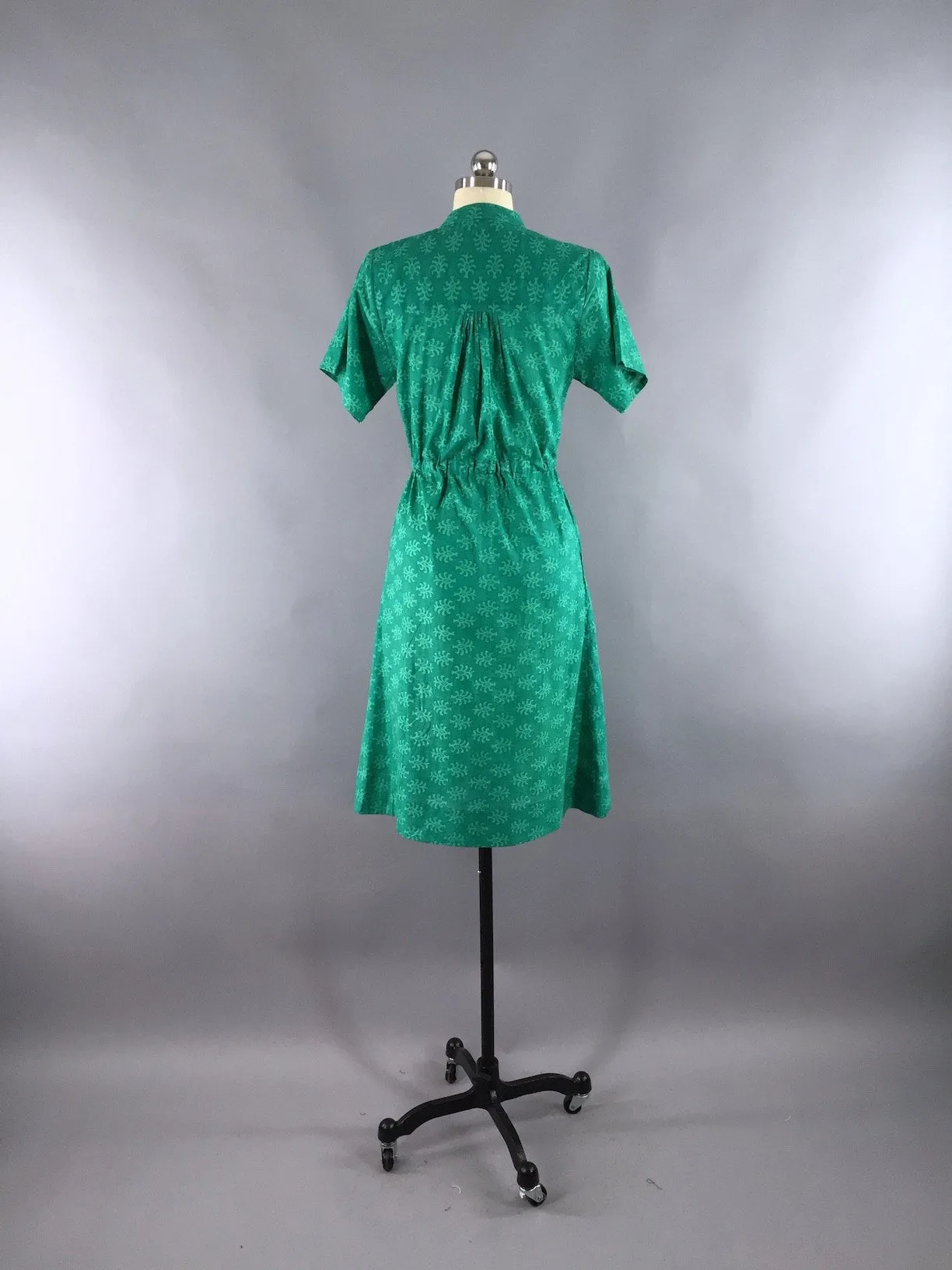 Green Block Print Indian Cotton Dress