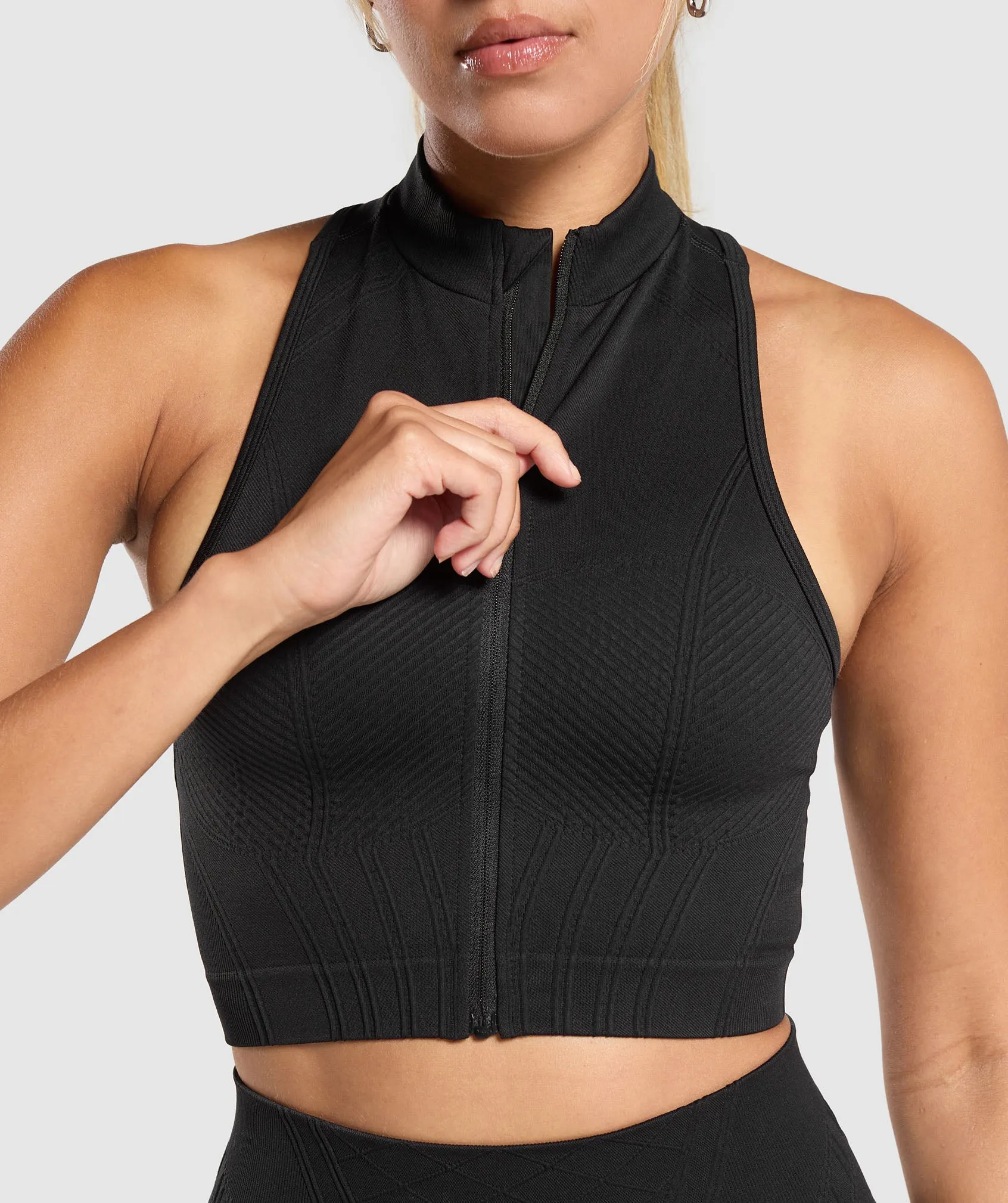 Gymshark Corset Seamless Crop Tank - Black