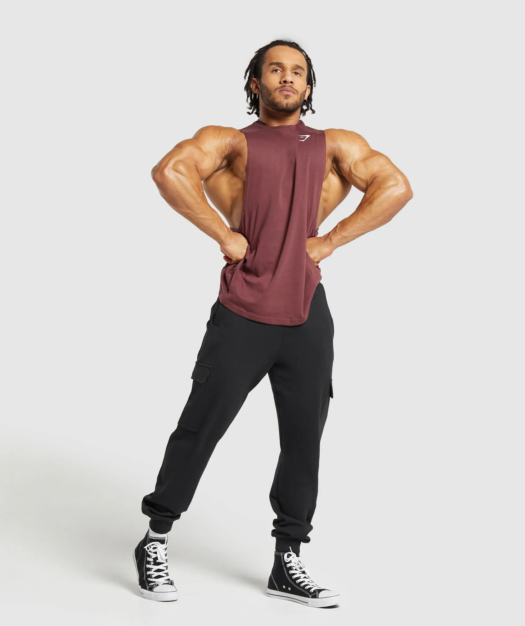 Gymshark React Drop Arm Tank - Burgundy Brown