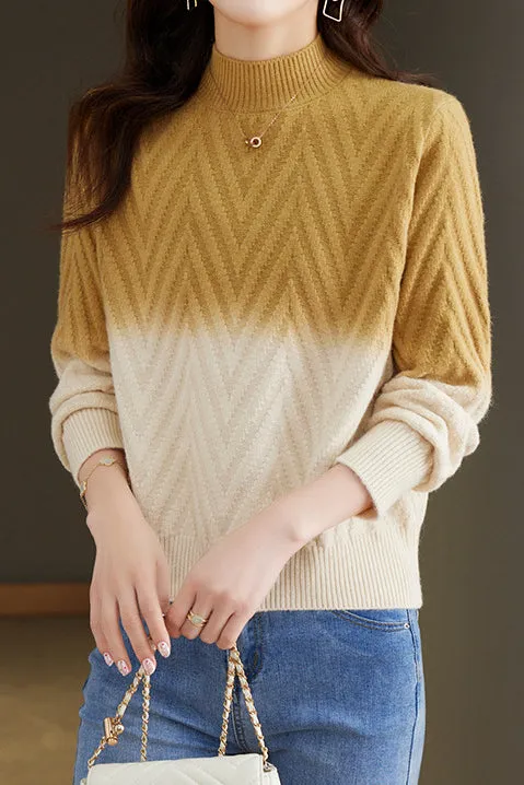 Half-high collar knitted base layer shirt with hidden pattern