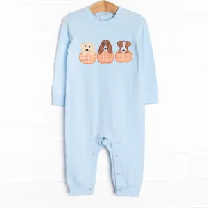 Halloween Hounds Applique Romper, Blue