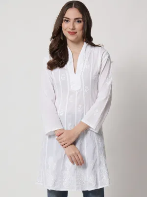 Hand Embroidered Women  Chikankari Cotton Tunic-PC1974