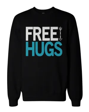 Holiday Spirit Graphic Sweatshirts - Free Hugs Men's Black Sweatshirts