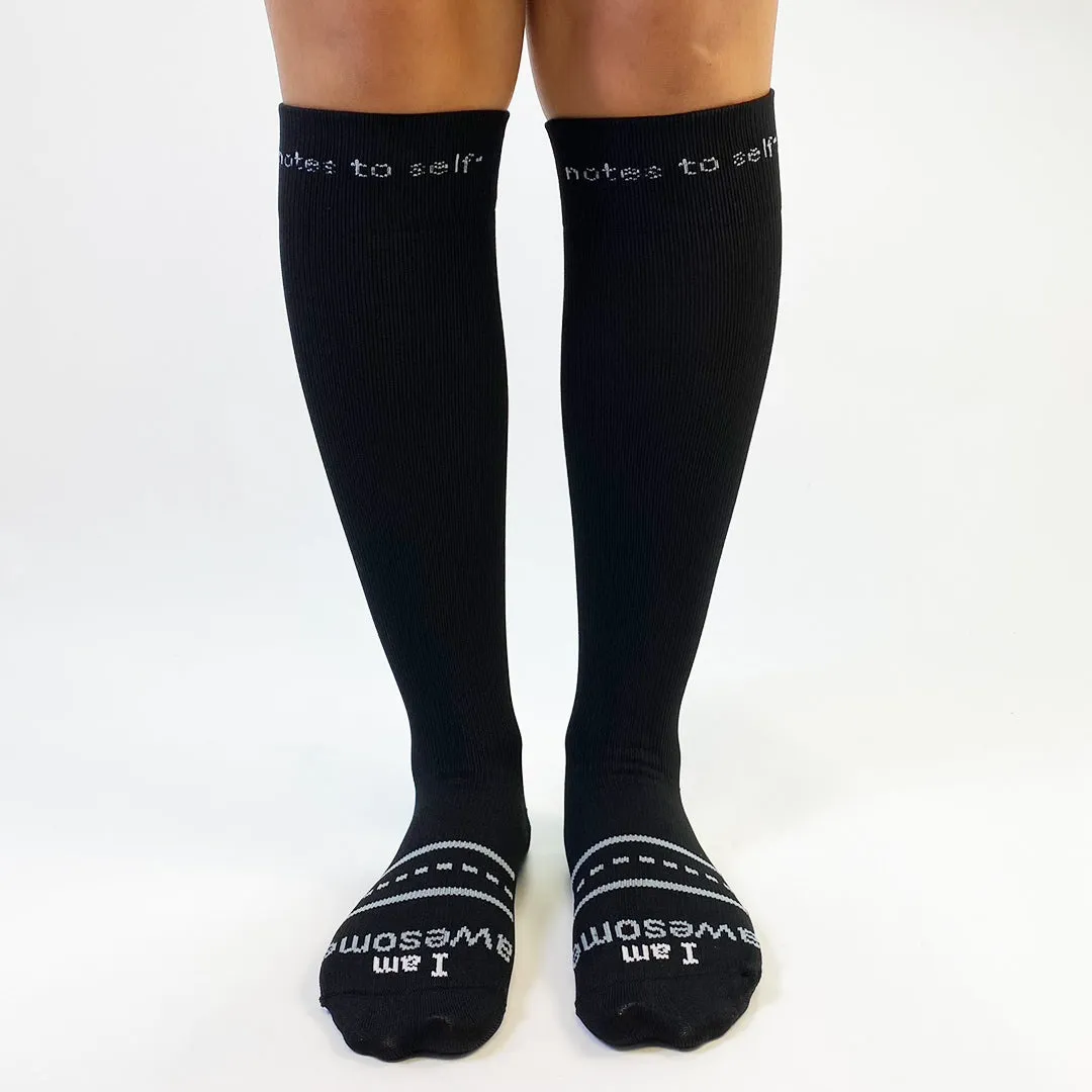 I am awesome® COMPRESSION SOCKS, black knee high, 15-20 mmHg