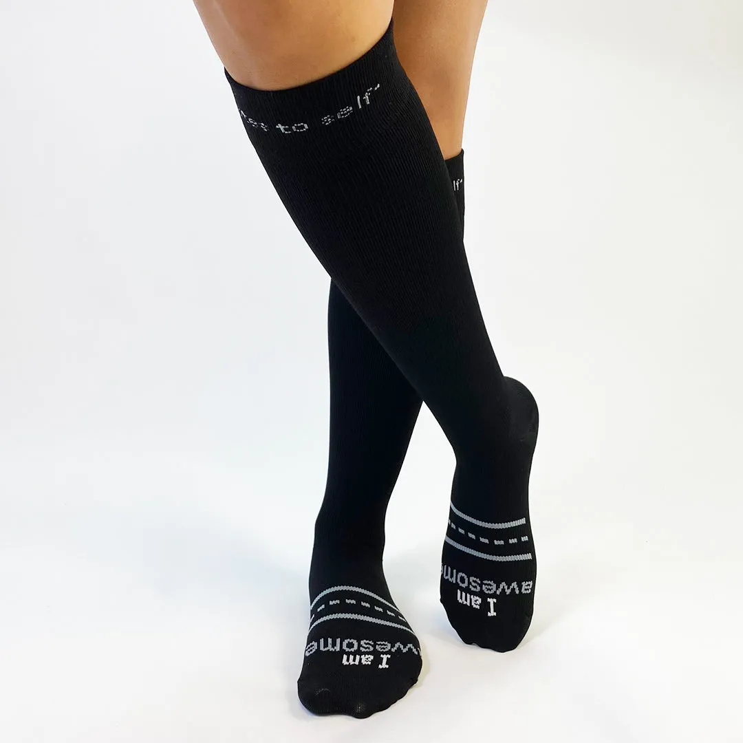 I am awesome® COMPRESSION SOCKS, black knee high, 15-20 mmHg