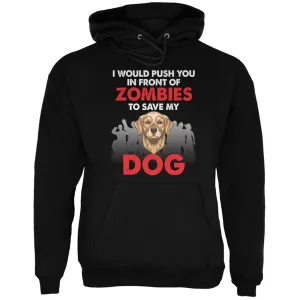 I Would Push You Zombies Dog Black Adult Hoodie