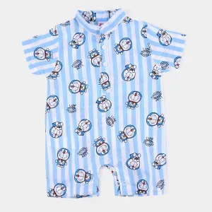 Infant Boys Woven Cotton Romper Character- Blue