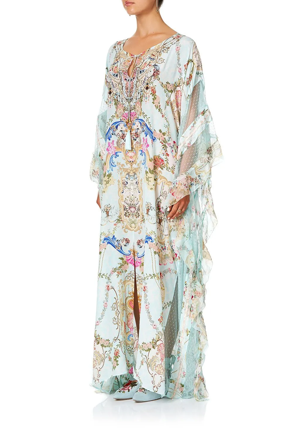 KAFTAN WITH FRILL PANELS VERSAILLES SKY