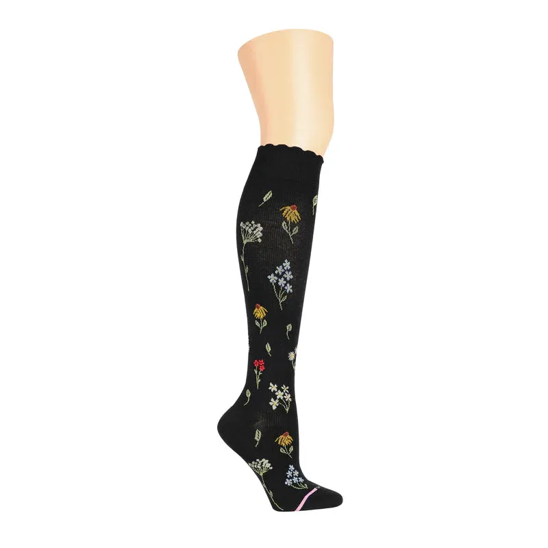 Knee High Compression Socks | Dr. Motion Wildflowers | Women (1 Pair)