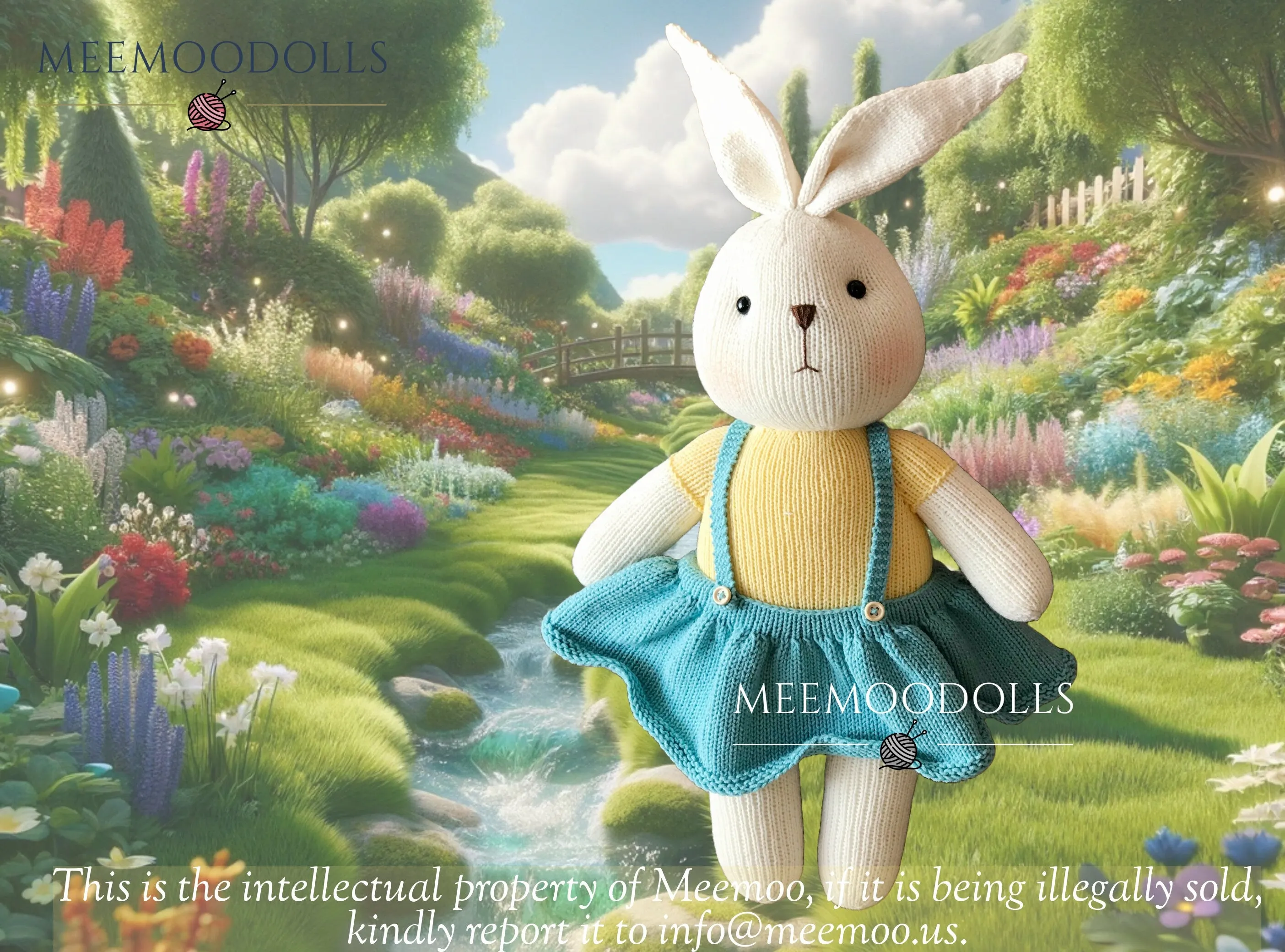 Knit Big Bunnies. Bet and Rig. Knitted toy patterns. Meemoodolls