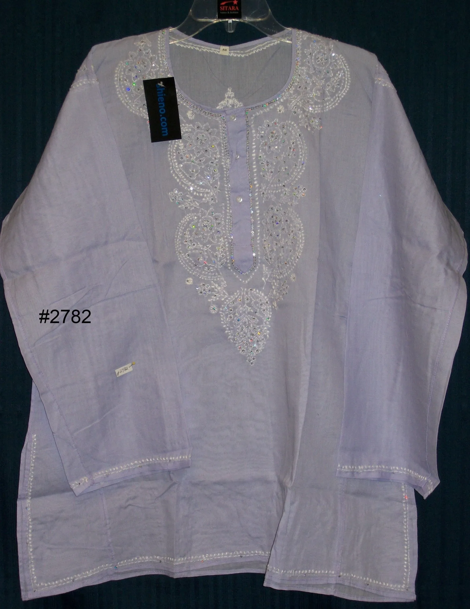 Kurti Tunic Shirt Blouse Lilac Cotton