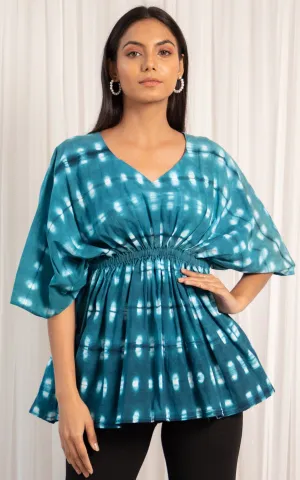 Lagoon Shibori Tie-Dye Kaftan Top