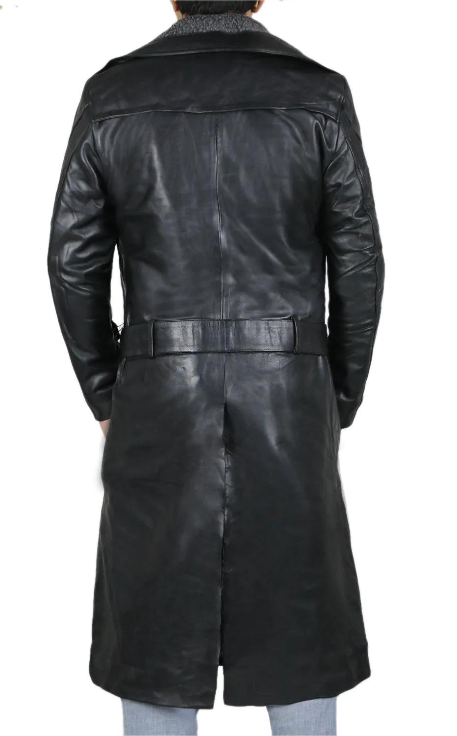 Leather Jackets Hub Mens Genuine Lambskin Leather Long Coat (Black, Parka Coat) - 1702044