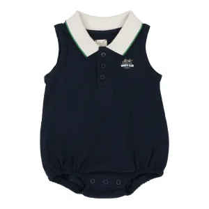 Lil Legs Sleeveless Polo Romper - Navy