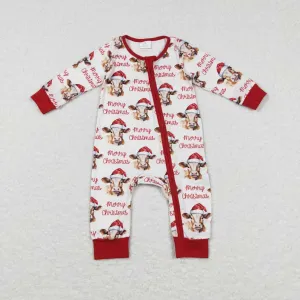 LR0739 baby clothes cow christmas romper