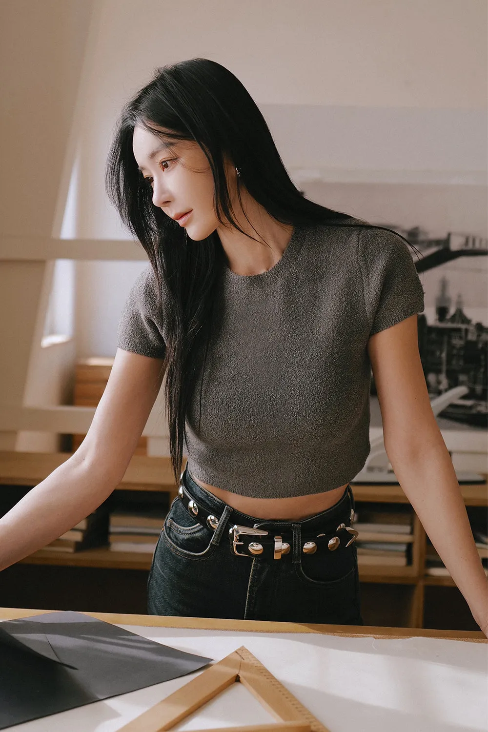 毛圈圈針織上衣<br>Terry Knit Crop Top