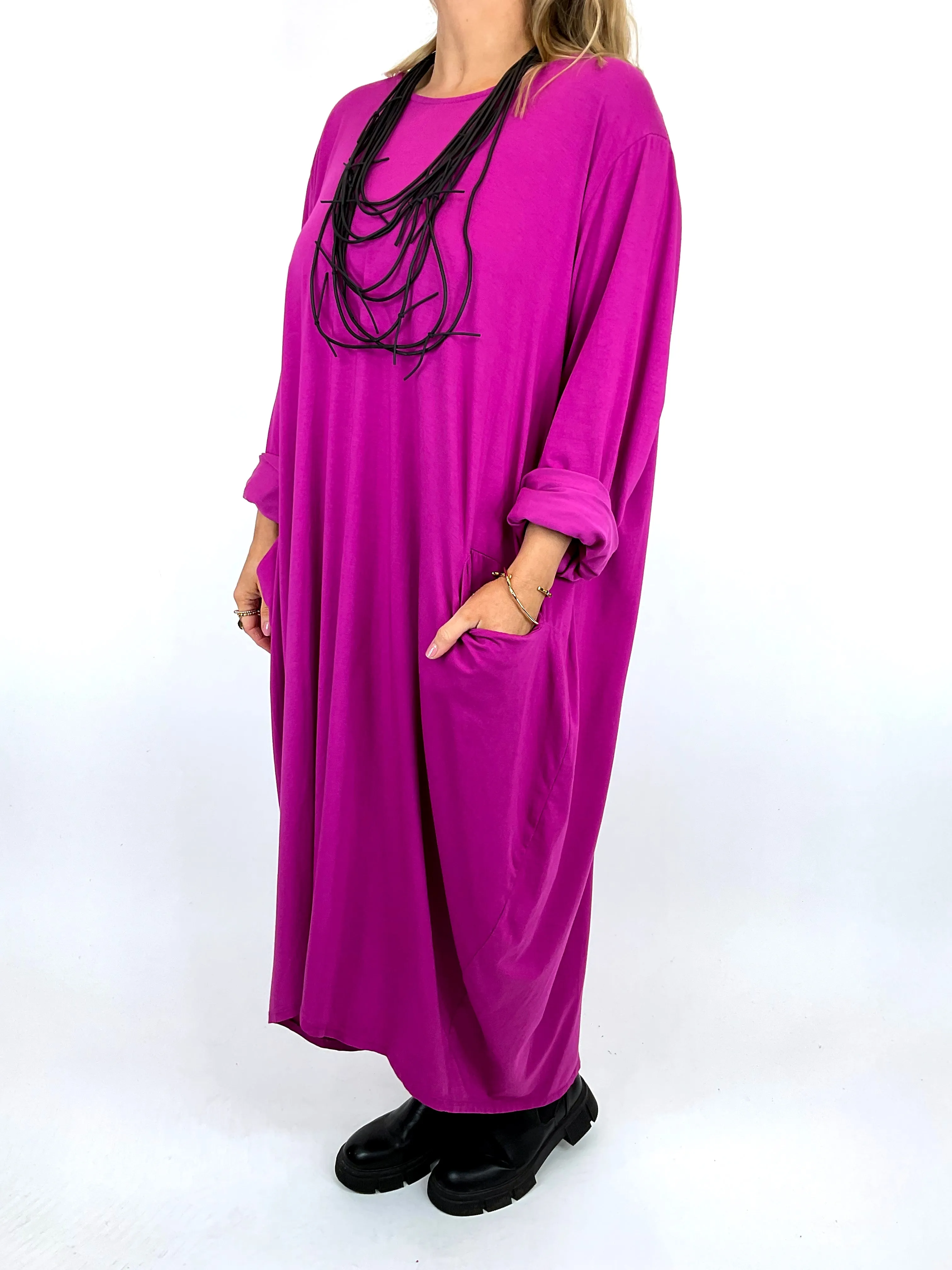 Made in Italy Lagenlook Corley Plain Tunic in Magenta. 9806