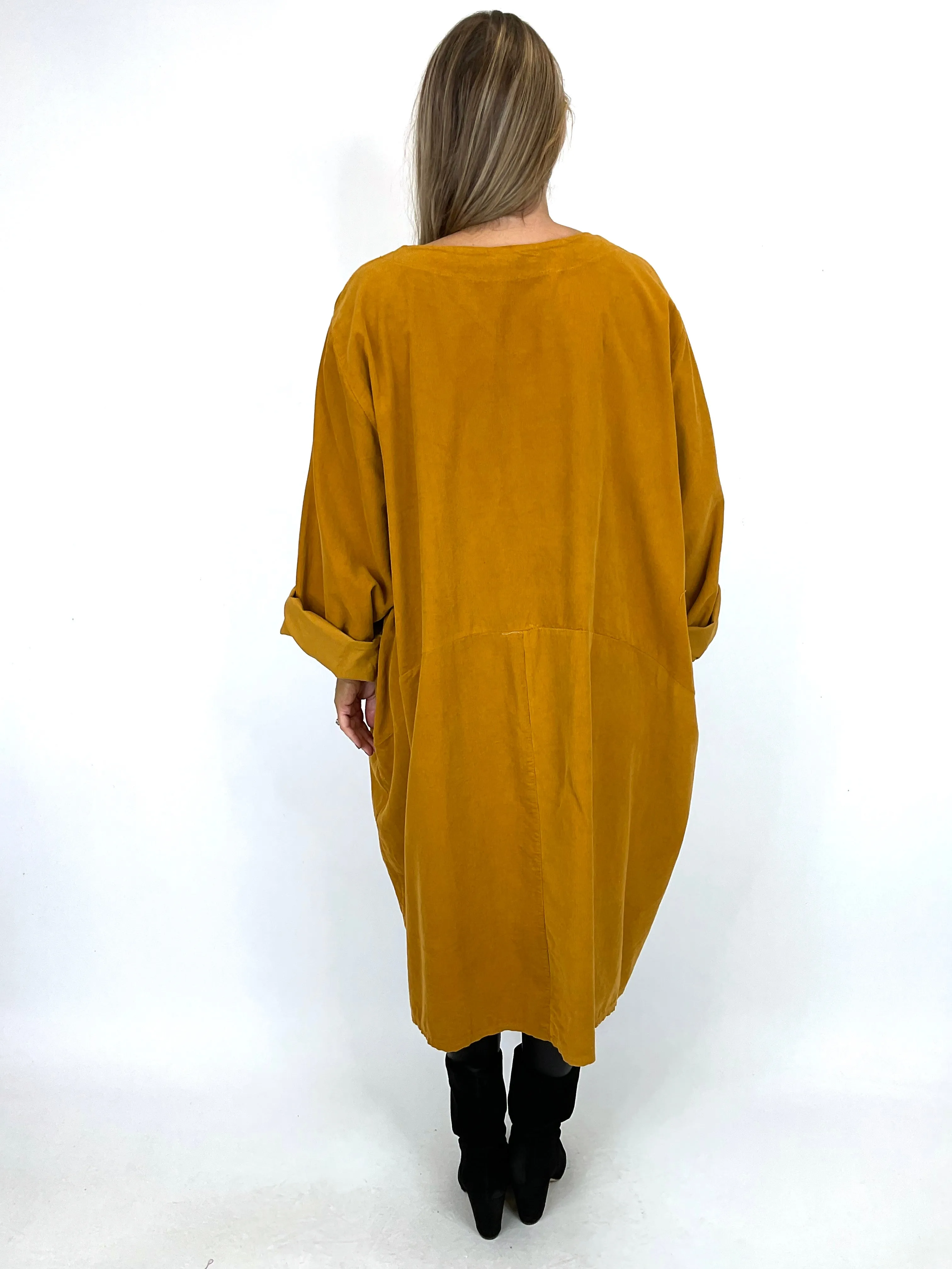 Made in Italy Lagenlook Rona Baby Cord Tunic in Mustard . code 90663