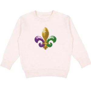 Mardi Gras Fleur De Lis Patch Sweatshirt - Natural