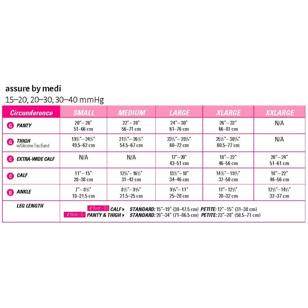 medi assure 15-20 mmHg thigh closed toe petite