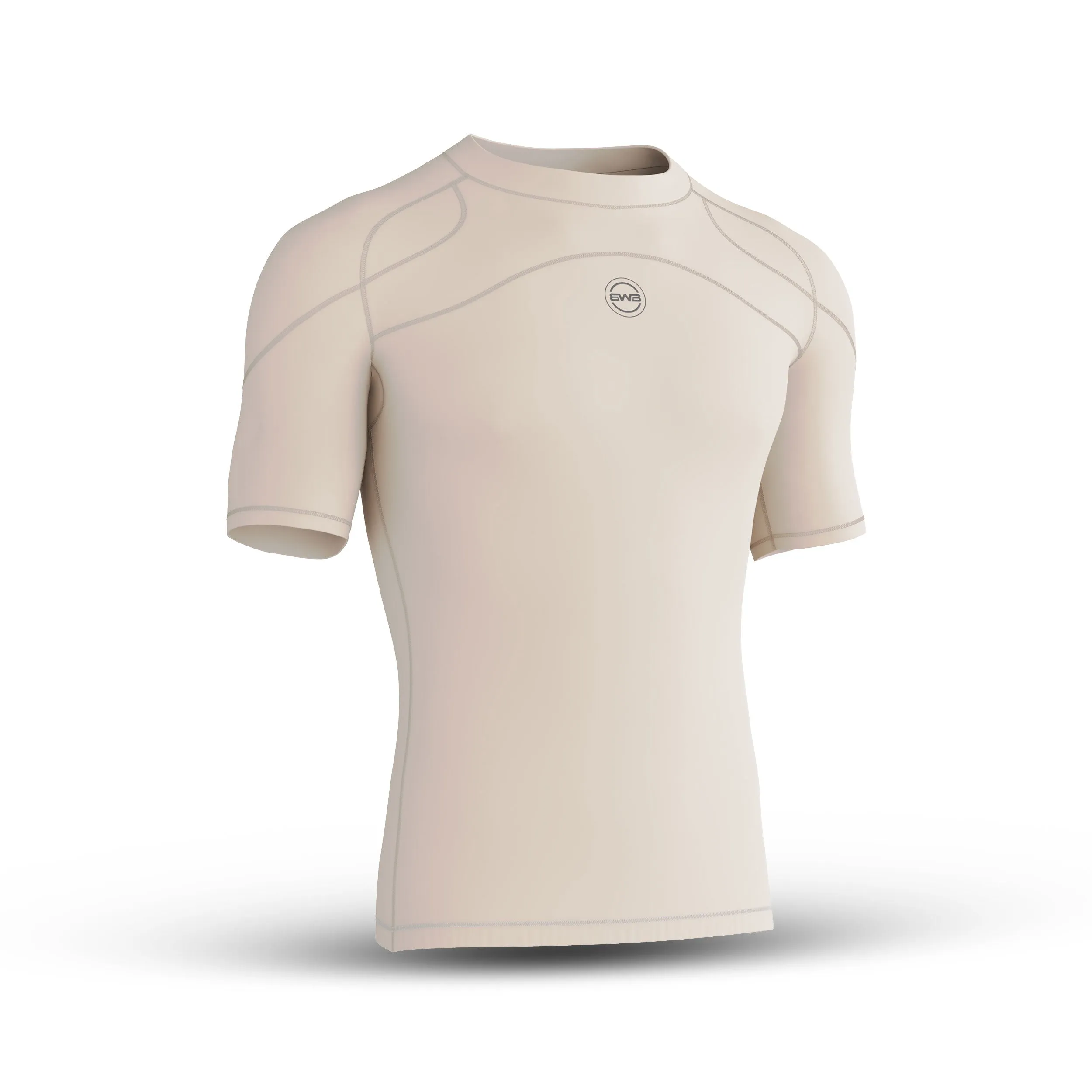 Men's Beige Short Sleeve Baselayer Compression Shirt & Shorts Set