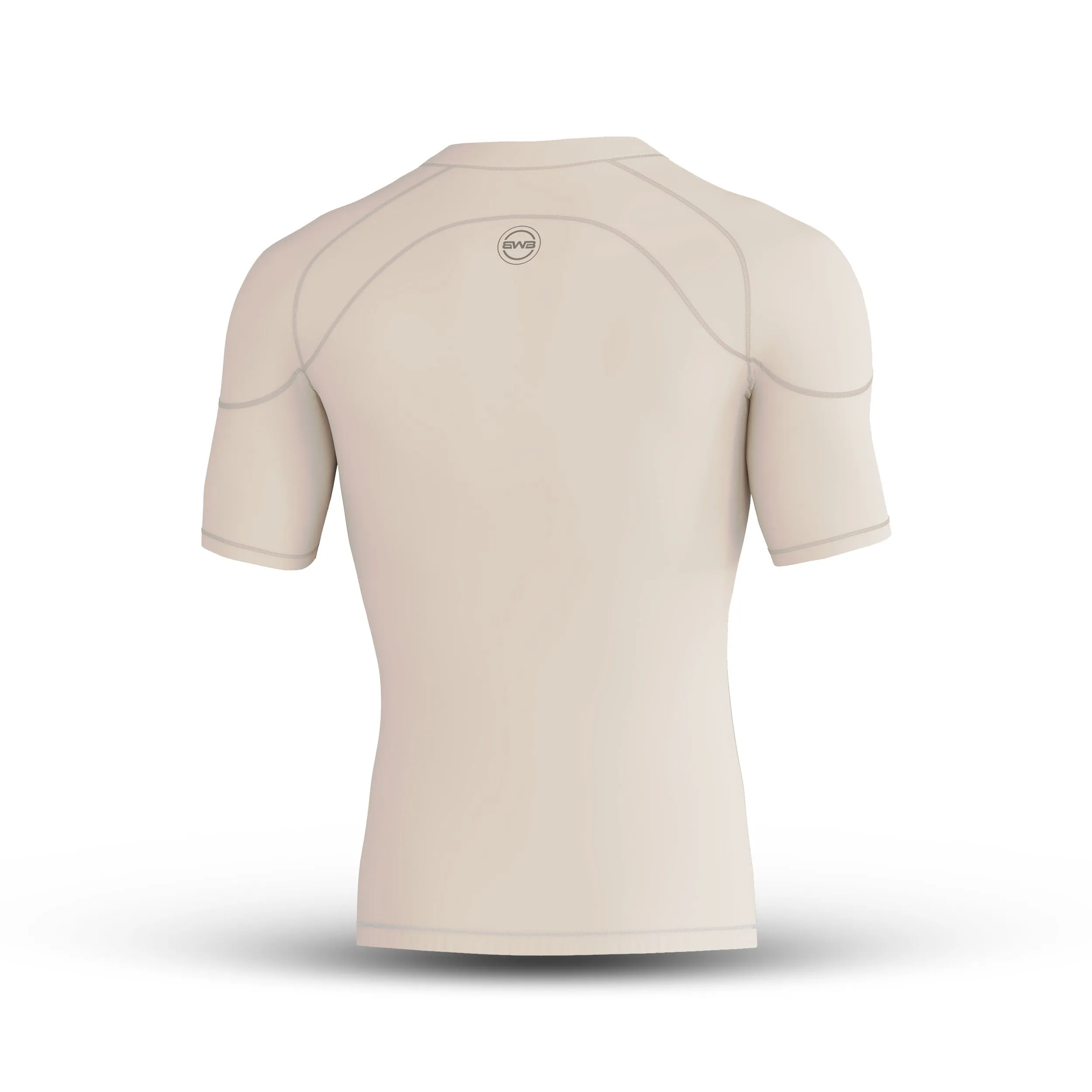 Men's Beige Short Sleeve Baselayer Compression Shirt & Shorts Set