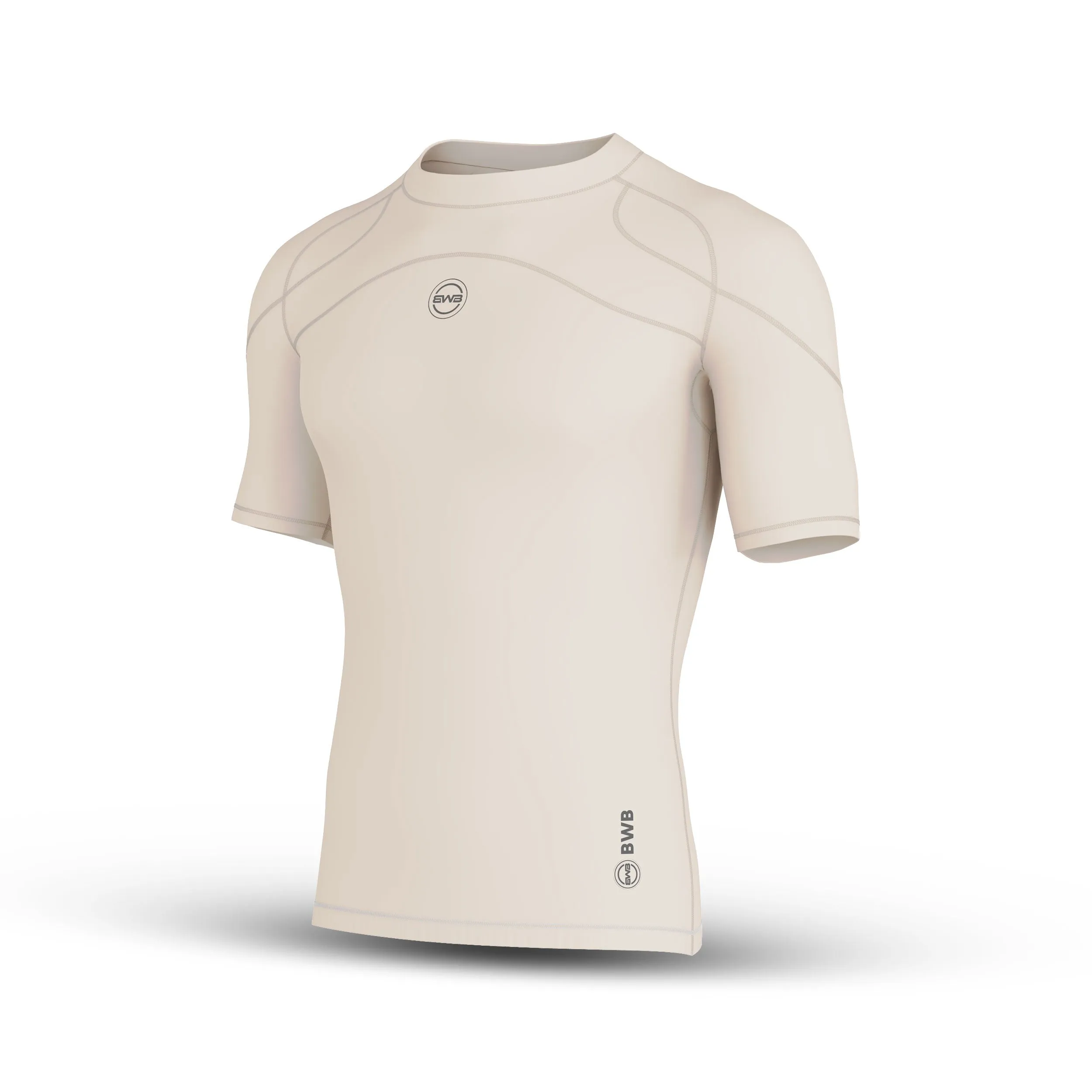 Men's Beige Short Sleeve Baselayer Compression Shirt & Shorts Set