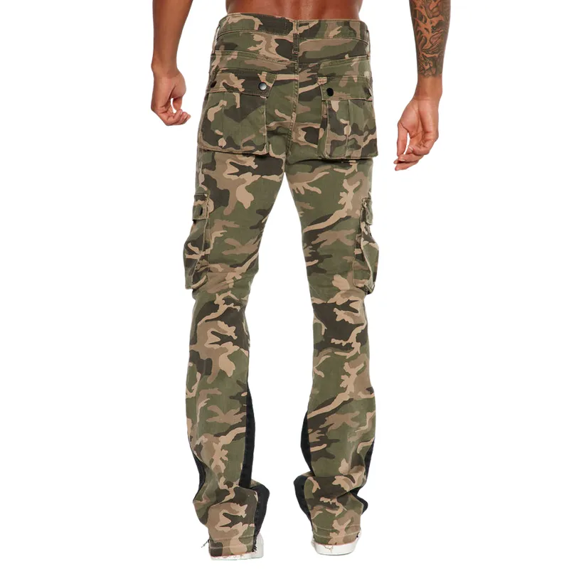 Men's Casual Versatile Multi-Pocket Distressed Camouflage Cargo Pants 63787992F