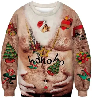 Men's Fashion 3D Digital Printed Round Neck Christmas  Sweatshirt