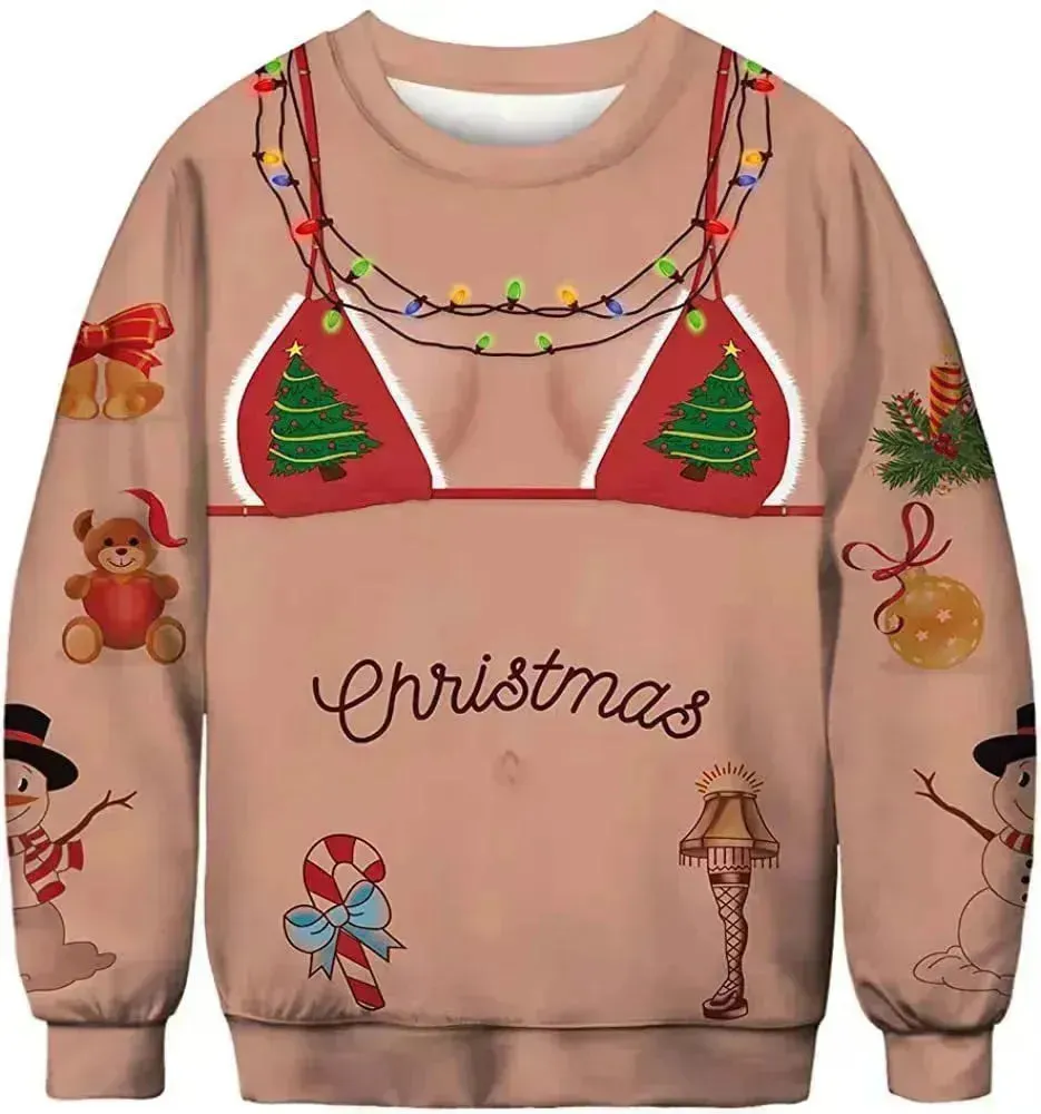 Men's Fashion 3D Digital Printed Round Neck Christmas  Sweatshirt