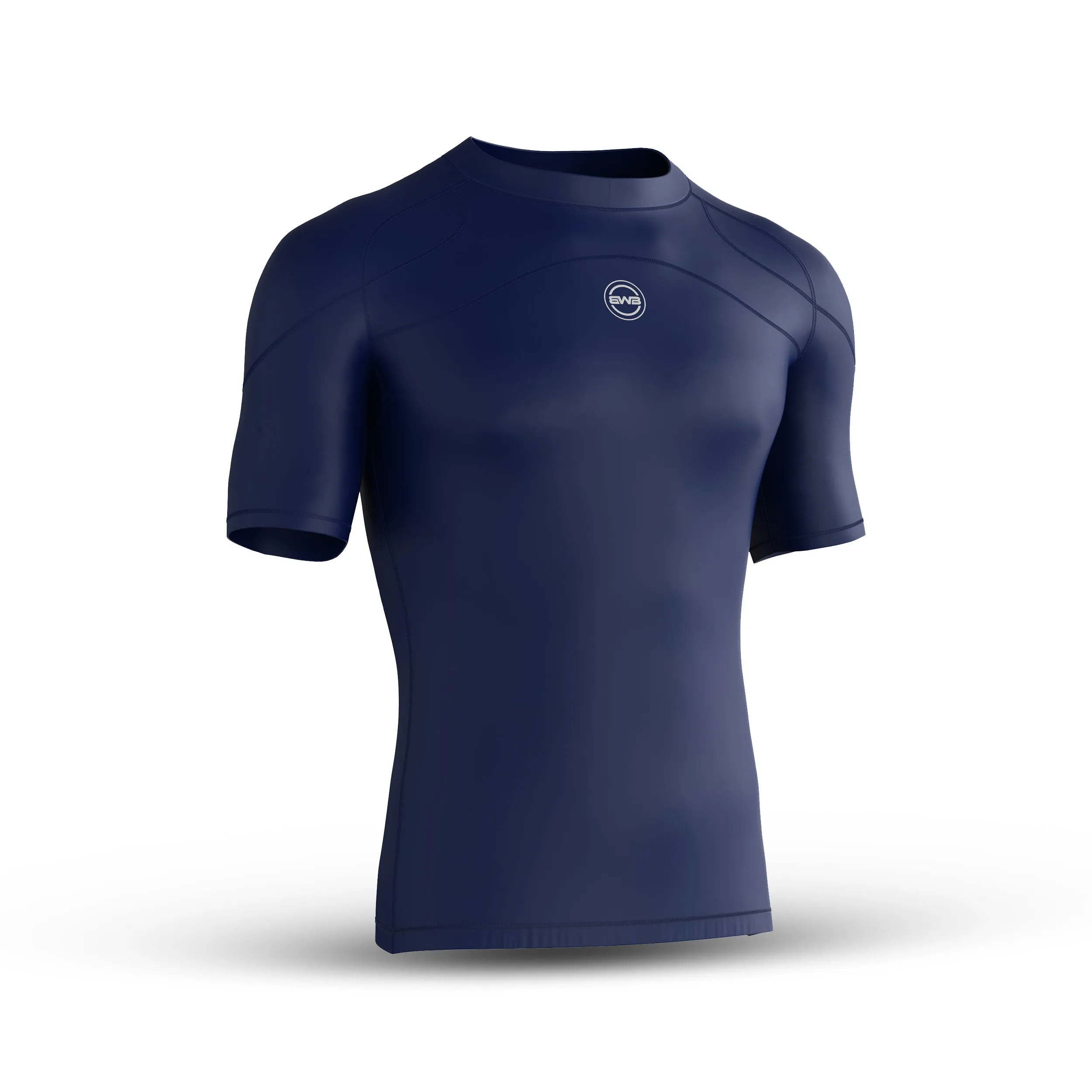 Men's Navy Blue Short Sleeve Baselayer Compression Shirt & Shorts Set