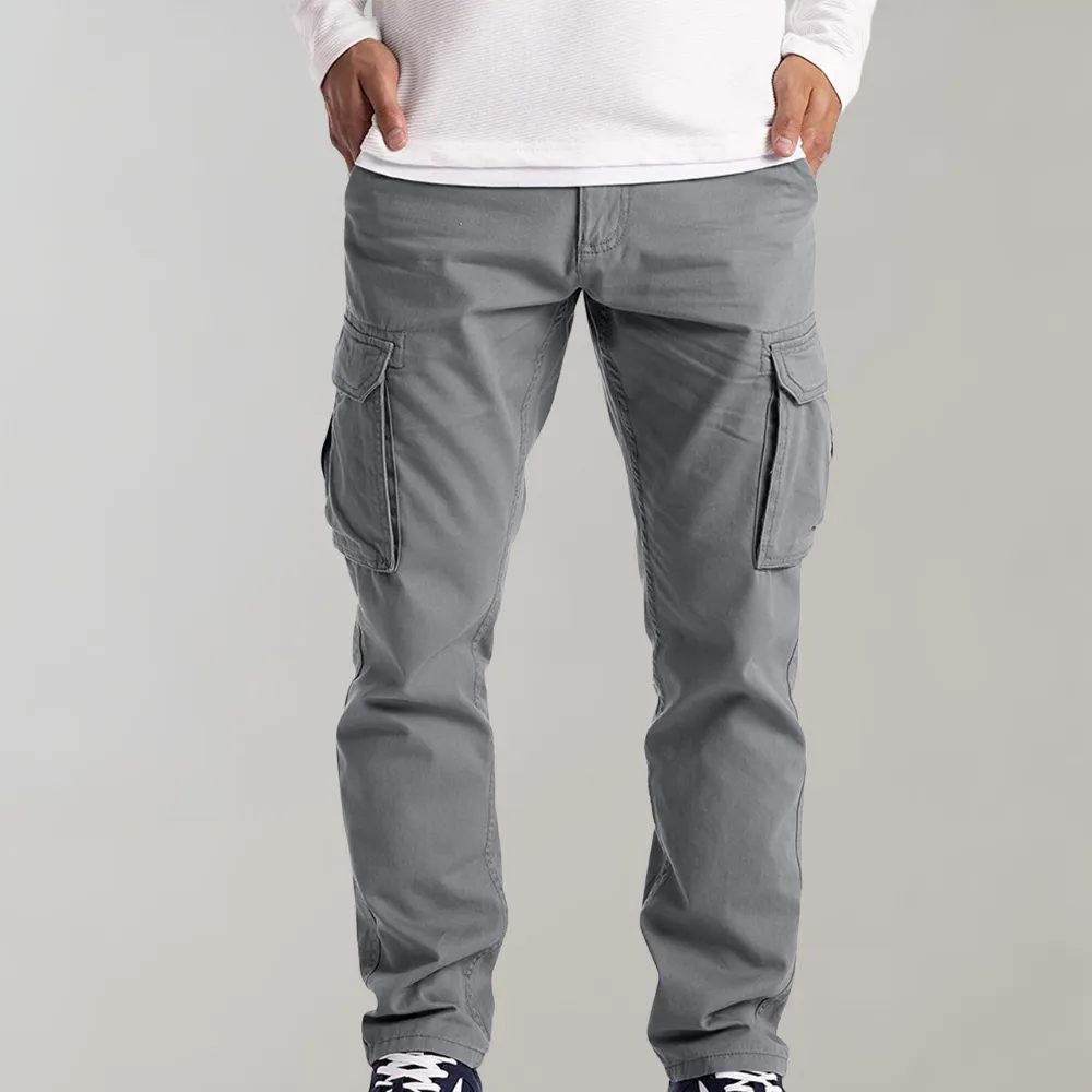 Men's Slim Fit Solid Color Cargo Pants | Ideal for Spring