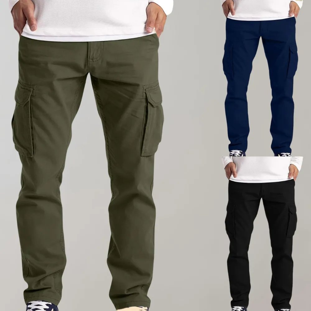 Men's Slim Fit Solid Color Cargo Pants | Ideal for Spring