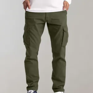 Men's Slim Fit Solid Color Cargo Pants | Ideal for Spring